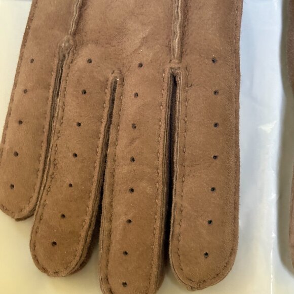 UGG Sz L Classic Perforated Genuine Shearling Warm Gloves Stormy Grey $155 main image 4